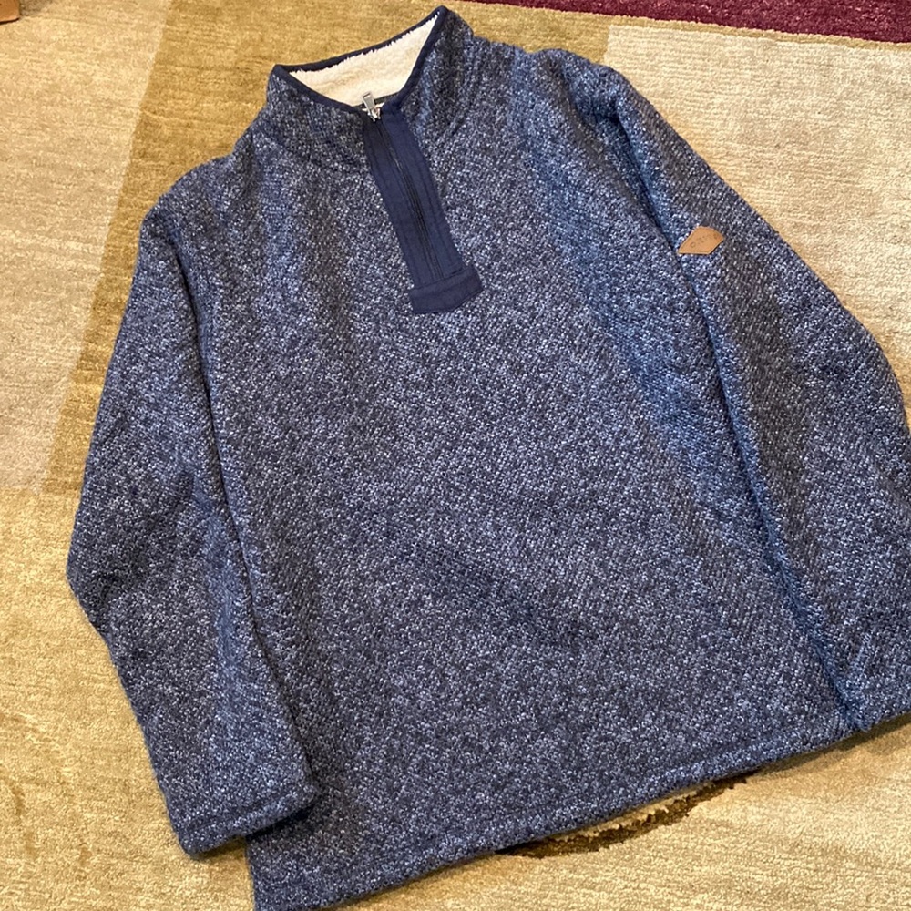 ~Orvis~ Blue 1/4 Zip Plush Lined Interior Pullover